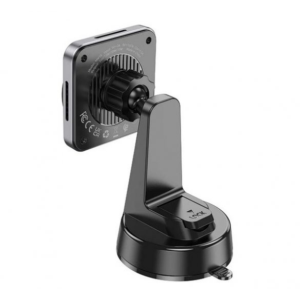 Suport auto HOCO SPEED (pentru bord, ventuză, magnetic, 15W, wireless, dimensiune 4,5-7") GR ÎNCHIS