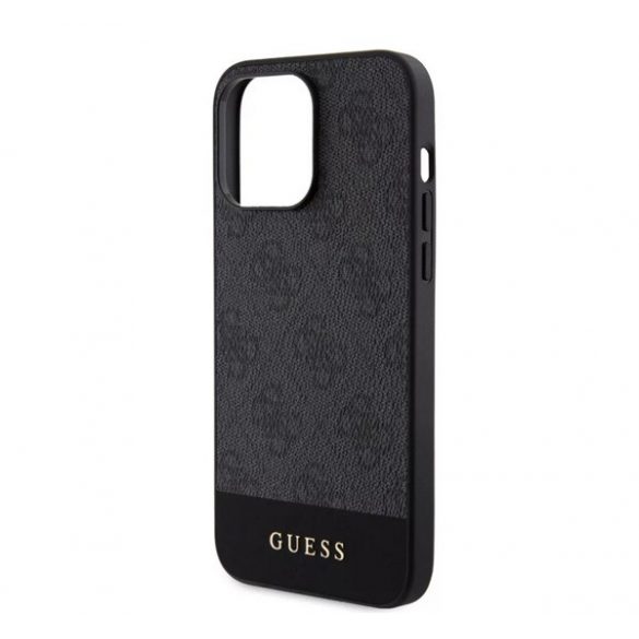 Protector de telefon din plastic GUESS 4G STRIPE (spate textil, MagSafe) NEGRU Apple iPhone 15