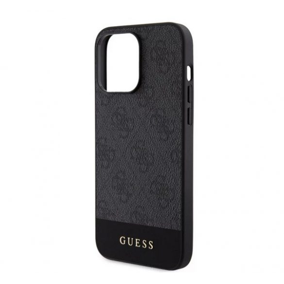 Protectie de telefon din plastic GUESS 4G STRIPE (spate textil, MagSafe) NEGRU Apple iPhone 15 Pro