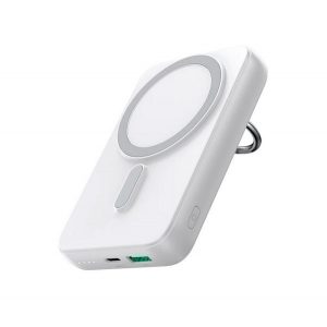 Încărcător de urgență JOYROOM Priză tip C (10000mAh, 20W, wireless, încărcător rapid PD, MagSafe, suport) ALB