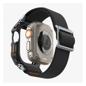 Curea de rezervă SPIGEN LITE FIT PRO (dimensiune personalizată, material textil, rezistență la șoc + cadru din silicon) NEGRU Apple Watch Ultra 2 49mm, Watch Ultra 49mm