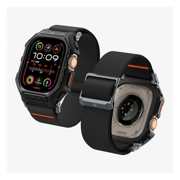 Curea de rezervă SPIGEN LITE FIT PRO (dimensiune personalizată, material textil, rezistență la șoc + cadru din silicon) NEGRU Apple Watch Ultra 2 49mm, Watch Ultra 49mm