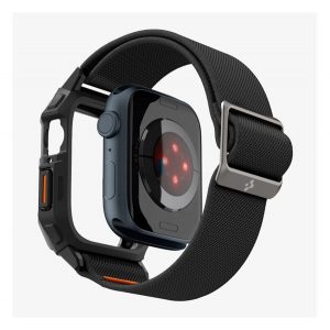 Curea de rezervă SPIGEN LITE FIT PRO (dimensiune personalizată, material textil, rezistență la șoc + cadru din silicon) NEGRU Apple Watch Series 9 45mm, Watch Series 8 45mm, Watch Series 7 45mm