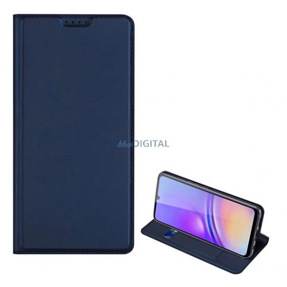 Husa DUX DUCIS SKIN PRO in picioare, efect piele (FLIP, deschidere laterala, buzunar pentru card, suport de birou) ALBASTRU INCHIS Samsung Galaxy A05 (SM-A055F)