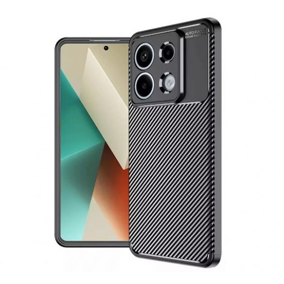 Protector de telefon din silicon (rezistenta la impact, colt cu perna de aer, model carbon) NEGRU Xiaomi Redmi Note 13 5G