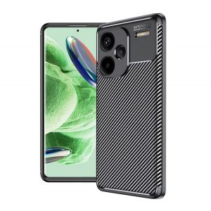 Protector de telefon din silicon (rezistenta la impact, colt cu perna de aer, model carbon) NEGRU Xiaomi Redmi Note 13 Pro Plus 5G