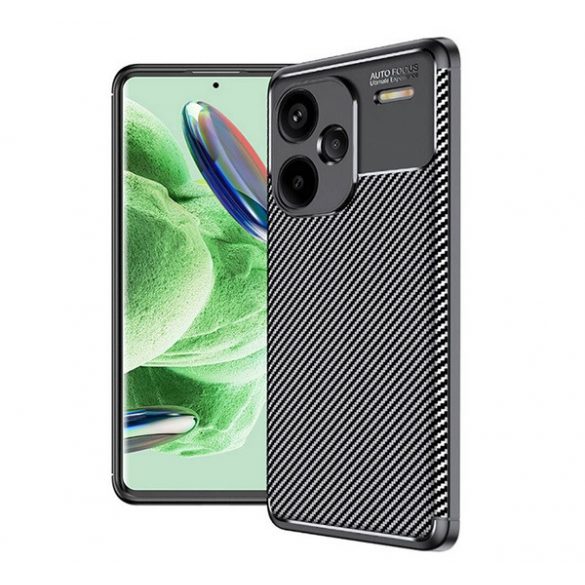 Protector de telefon din silicon (rezistenta la impact, colt cu perna de aer, model carbon) NEGRU Xiaomi Redmi Note 13 Pro Plus 5G