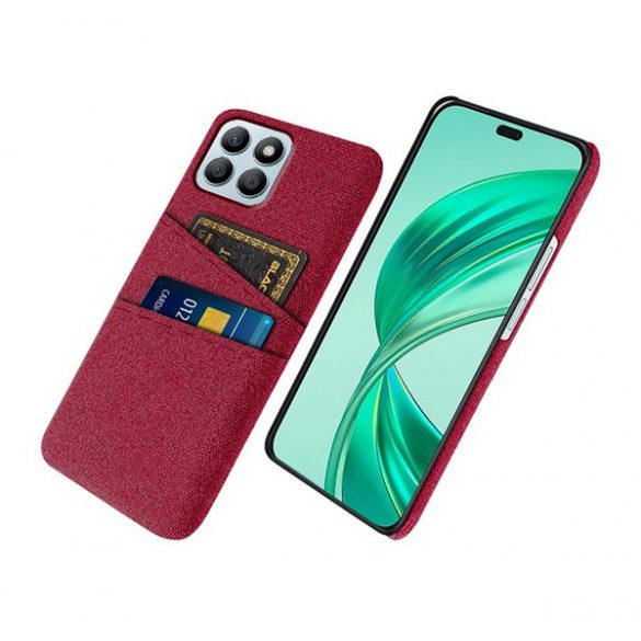 Protectie din plastic pentru telefon (rezistenta la impact, suport card, efect textil) RED Honor X8b