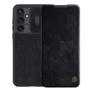 Husă NILLKIN QIN PRO în picioare, efect piele (FLIP, deschidere laterală, buzunar pentru card, protecție pentru cameră) NEGRU Samsung Galaxy A55 5G (SM-A556)