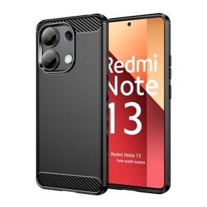 Husă silicon pentru telefon (rezistent la impact, călcâi pernă de aer, periat, model de carbon) negru Xiaomi Redmi Note 13 4G