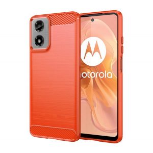 Protector de telefon din silicon (rezistenta la impact, colt cu perna de aer, periat, model carbon) ROSU Motorola Moto G24, Moto G04