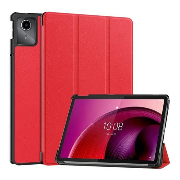 Carcasă în picioare, efect piele (FLIP activ, deschidere laterală, TRIFOLD, suport desktop) ROȘU Lenovo Tab M11 (TB330)