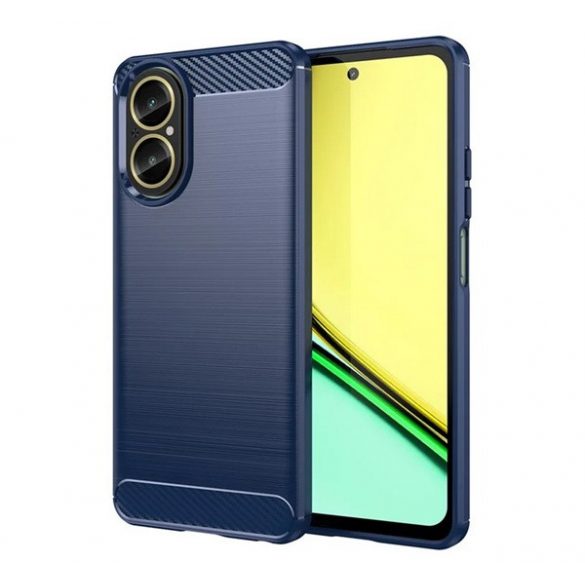 Protector de telefon din silicon (rezistenta la impact, colt cu perna de aer, periat, model carbon) ALBASTRU INCHIS Realme C67 4G