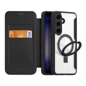 Husa DUX DUCIS SKIN X PRO in picioare, efect piele (FLIP, deschidere laterala, RFID, suport, MagSafe) NEGRU Samsung Galaxy S24 Plus (SM-S926)