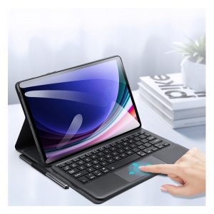 Tastatura bluetooth DUX DUCIS TK + touch pad (suport desktop, QWERTY, suport creion) NEGRU Samsung Galaxy Tab S9 LTE ​​​​(SM-X716), Galaxy Tab S9 WIFI (SM-X710)