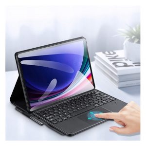 Tastatura bluetooth DUX DUCIS TK + touch pad (suport desktop, QWERTY, suport creion) NEGRU Samsung Galaxy Tab S9 Plus LTE (SM-X816), Galaxy Tab S9 Plus WIFI (SM-X810)