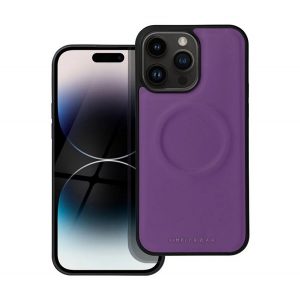 Protector de telefon din silicon ROAR MAG MORNING (efect piele ECO, interior pluș din microfibră, MagSafe) PURPLE Apple iPhone 15 Pro