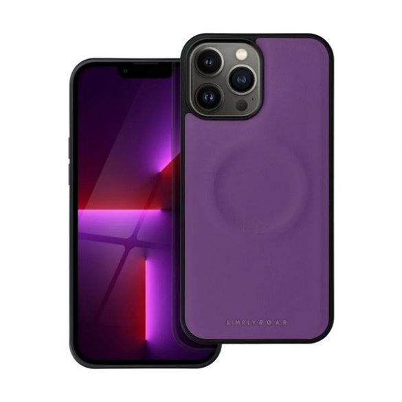 Protector de telefon din silicon ROAR MAG MORNING (efect piele ECO, interior pluș din microfibră, MagSafe) PURPLE Apple iPhone 13 Pro Max