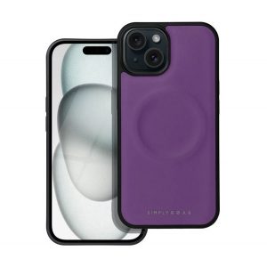 Protector de telefon din silicon ROAR MAG MORNING (efect piele ECO, interior pluș din microfibră, MagSafe) PURPLE Apple iPhone 15