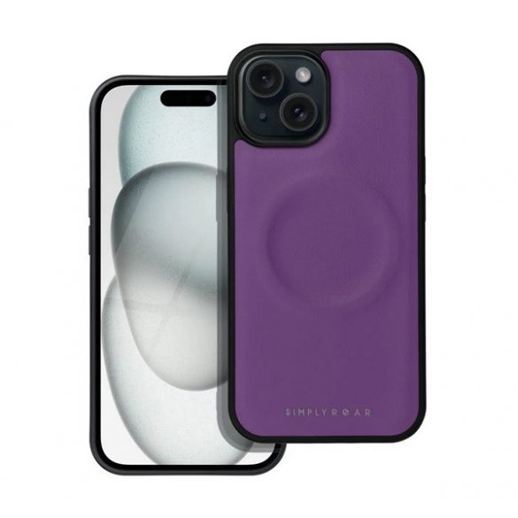 Protector de telefon din silicon ROAR MAG MORNING (efect piele ECO, interior pluș din microfibră, MagSafe) PURPLE Apple iPhone 15