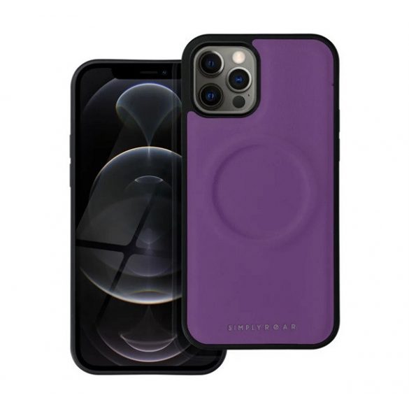 Protector de telefon din silicon ROAR MAG MORNING (efect piele ECO, interior pluș din microfibră, MagSafe) PURPLE Apple iPhone 12 Pro