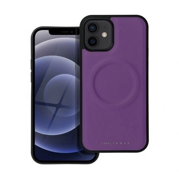 Protector de telefon din silicon ROAR MAG MORNING (efect piele ECO, interior pluș din microfibră, MagSafe) PURPLE Apple iPhone 12