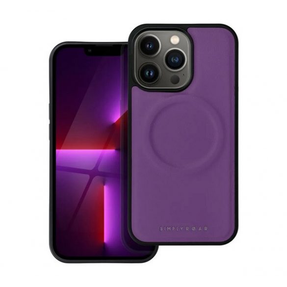 Protector de telefon din silicon ROAR MAG MORNING (efect piele ECO, interior pluș din microfibră, MagSafe) PURPLE Apple iPhone 13 Pro