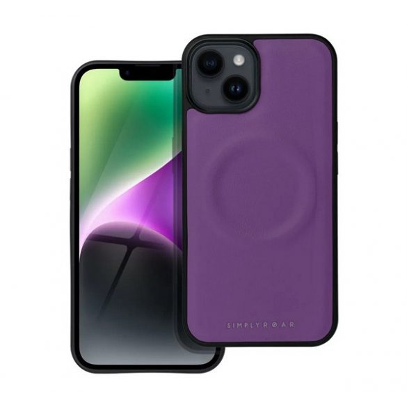 Protector de telefon din silicon ROAR MAG MORNING (efect piele ECO, interior pluș din microfibră, MagSafe) PURPLE Apple iPhone 14