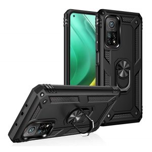 Protector de telefon din plastic Defender (rezistenta la impact, interior din silicon, inel de retinere, magnetic) NEGRU Xiaomi Mi 10T Pro 5G