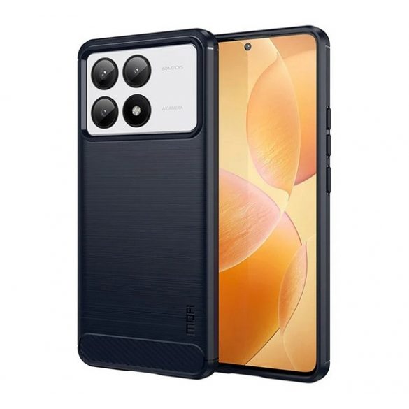 Protector de telefon din silicon MOFI (rezistenta la impact, colt cu perna de aer, periat, model carbon) ALBASTRU INCHIS Xiaomi Poco X6 Pro 5G