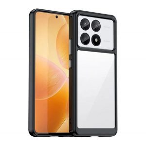 Protectie din plastic pentru telefon (cadru din silicon, rezistenta la impact, spate transparent) NEGRU Xiaomi Poco X6 Pro 5G