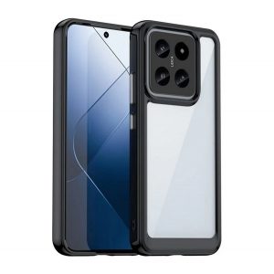 Protectie din plastic pentru telefon (cadru silicon, rezistenta la impact, spate transparent) NEGRU Xiaomi 14 5G