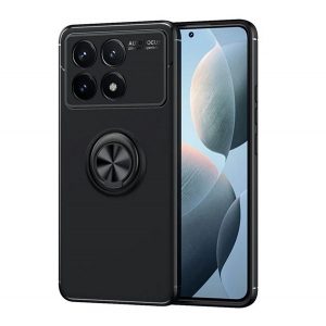 Protector de telefon din silicon (suport desktop, inel de suport, 360°, magnetic) NEGRU Xiaomi Poco X6 Pro 5G