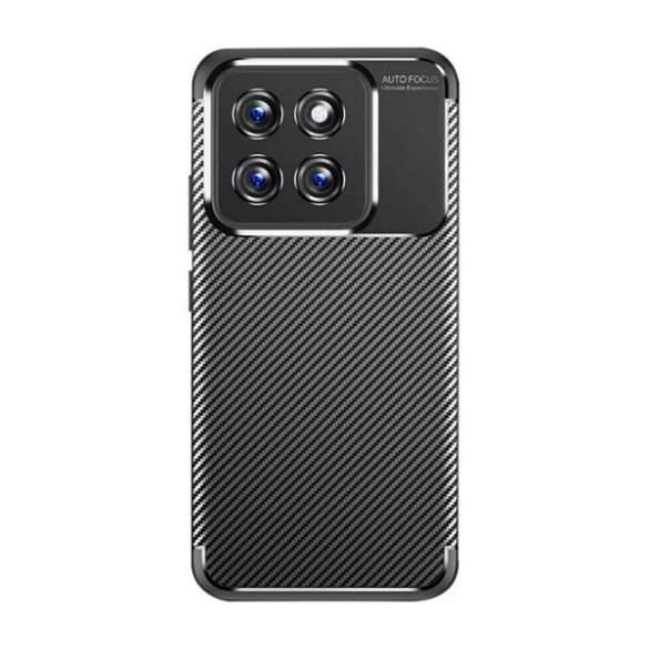 Protectie de telefon din silicon (rezistenta la impact, colt cu perna de aer, model carbon) NEGRU Xiaomi 14 5G