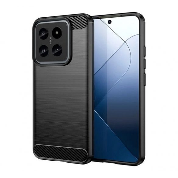 Protector de telefon din silicon (rezistenta la impact, colt cu perna de aer, periat, model carbon) NEGRU Xiaomi 14 5G