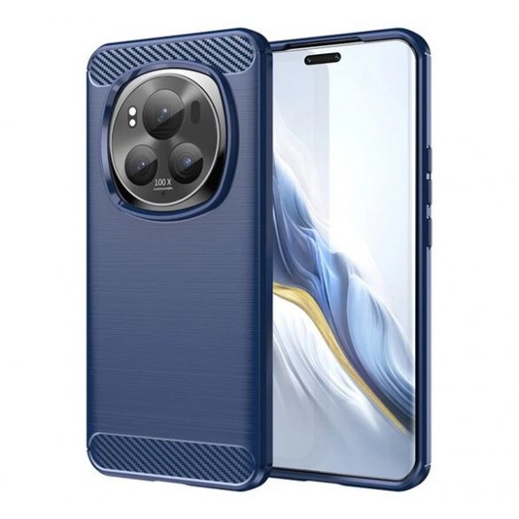 Protector de telefon din silicon (rezistenta la impact, colt cu perna de aer, periat, model carbon) ALBASTRU INCHIS Honor Magic6 Pro 5G