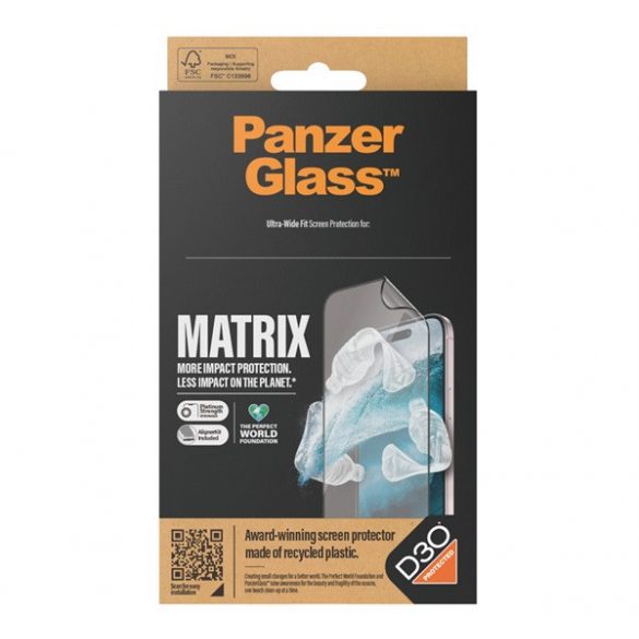 Protector de ecran PANZERGLASS MATRIX D3O (3D, compatibil cu carcasa, 9H + cadru auxiliar) TRANSPARENT Samsung Galaxy S24 Plus (SM-S926)