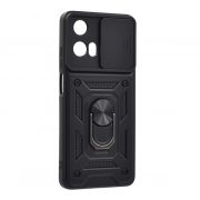   Protectie de telefon din plastic Defender (rezistenta la impact, interior din silicon, inel de retinere, protectie camera) NEGRU Motorola Moto G04