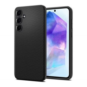 Protectie de telefon din silicon SPIGEN LIQUID AIR (rezistenta la impact, colt cu perna de aer, romb) NEGRU Galaxy A55 5G