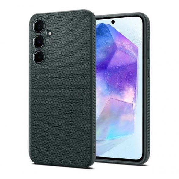 Protectie de telefon din silicon SPIGEN LIQUID AIR (rezistenta la socuri, colt cu perna de aer, romb) VERDE INCHIS Galaxy A55 5G