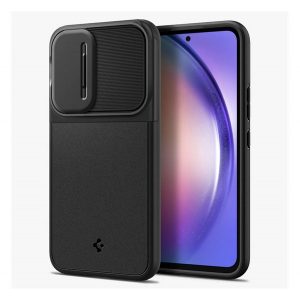 Protectie din plastic pentru telefon SPIGEN OPTIK ARMOR (cadru din silicon, protectie camera) NEGRU Galaxy A55 5G