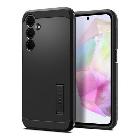 Protectie de telefon din plastic SPIGEN TOUGH ARMOR (cadru din silicon, rezistenta la impact, suport) NEGRU Galaxy A35 5G