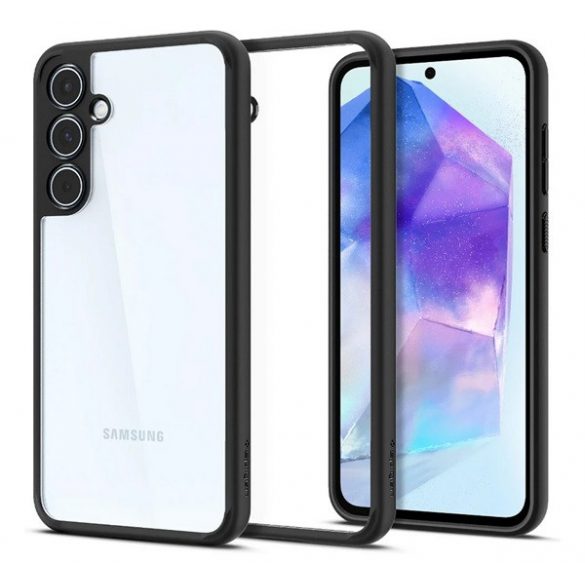 Protectie de telefon din plastic SPIGEN ULTRA HYBRID (rezistenta la impact, cadru perna de aer) TRANSPARENT/NEGRU Galaxy A55 5G