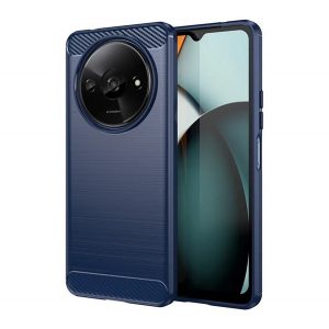 Protector de telefon din silicon (rezistenta la impact, colt cu perna de aer, periat, model carbon) ALBASTRU INCHIS Redmi A3