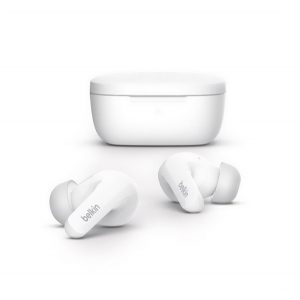 Căști bluetooth BELKIN SOUNDFORM FLOW STEREO (v5.2, TWS, microfon, filtru de zgomot activ, IPX5 + carcasă de încărcare) ALB