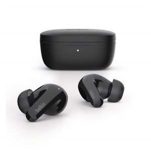 Căști bluetooth BELKIN SOUNDFORM FLOW STEREO (v5.2, TWS, microfon, filtru activ de zgomot, IPX5 + carcasă de încărcare) NEGRU