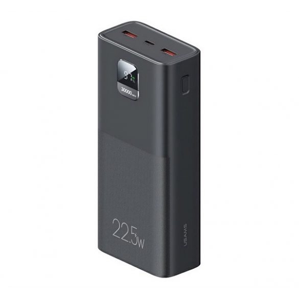 Încărcător de urgență USAMS PB68 USB+Tip-C+priză microUSB (30000mAh, 20W, încărcător rapid PD 3.0, afișaj LED) NEGRU