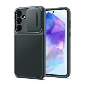 Protectie din plastic pentru telefon SPIGEN OPTIK ARMOR (cadru din silicon, protectie pentru camera) VERDE ÎNCHIS Samsung Galaxy A55 5G (SM-A556)