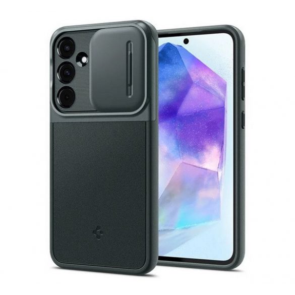 Protectie din plastic pentru telefon SPIGEN OPTIK ARMOR (cadru din silicon, protectie pentru camera) VERDE ÎNCHIS Samsung Galaxy A55 5G (SM-A556)