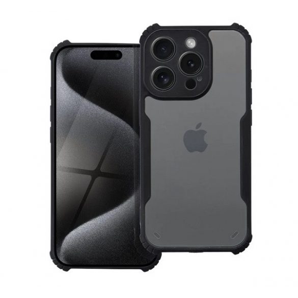 Protectie din silicon pentru telefon (rezistenta la impact, colt cu perna de aer, spate acrilic, protectie pentru camera) NEGRU iPhone 14 Pro